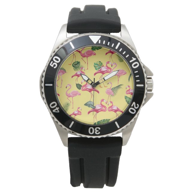 Flamingos Kärlek Mönster 3 Armbandsur (Framsida)