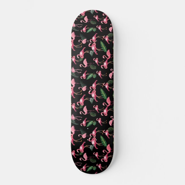 Flamingos Kärlek Mönster 4 Mini Skateboard Bräda 18,5 Cm (Framsida)