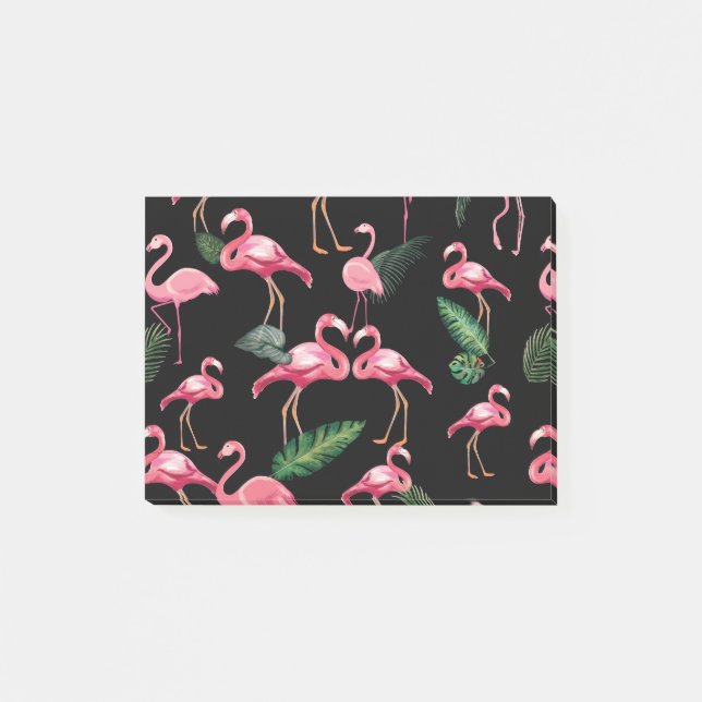 Flamingos Kärlek Mönster 4 Post-it Block (Framsida)