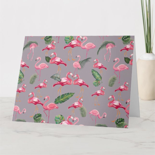 Flamingos Kärlek Mönster 6 Tack Kort (Framsida)