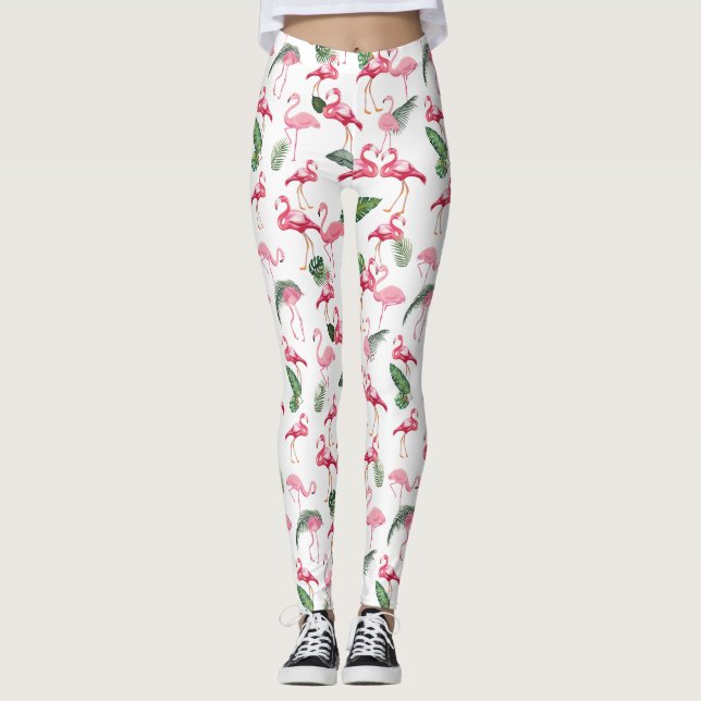 Flamingos Kärlek Mönster Leggings (Framsida)