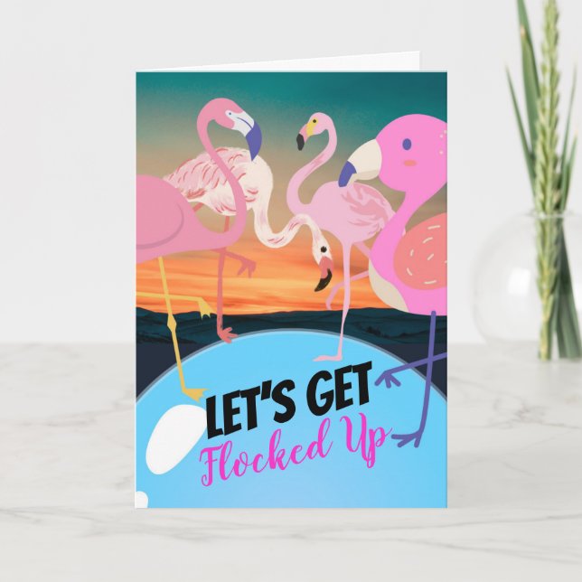 Flamingos Låt oss få en upplåst partiinbjudan Kort (Framsida)