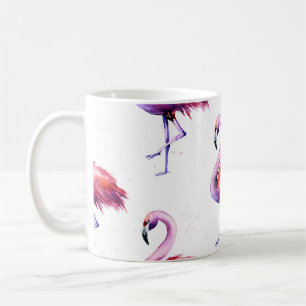 Flamingos med stänk: vattenfärgen mönster. kaffemugg