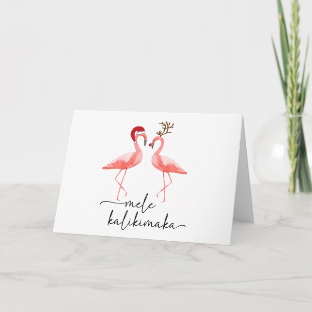 Flamingos mele kalikimaka helgkort (Framsida)
