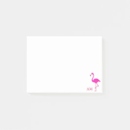 Flamingos & Monogram på vit Post-it Block