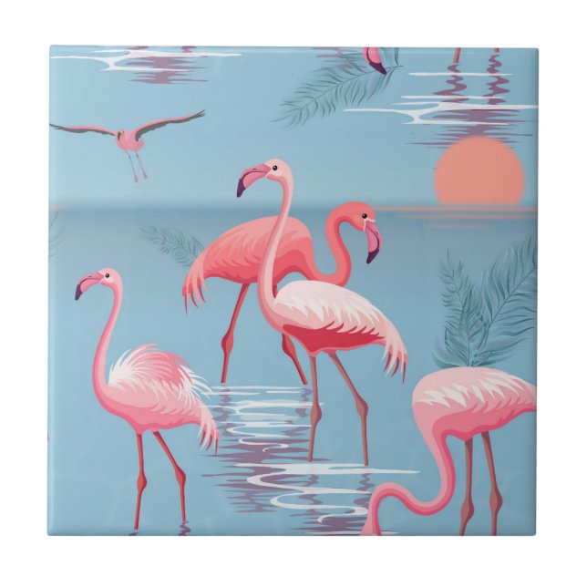 Flamingos Mönster 1 Kakelplatta (Framsidan)