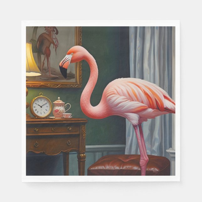Flamingos Mysiga hörn Pappersservett (Framsidan)