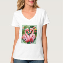 flamingos nacke rosa , tropiska kärlek T-Shirt