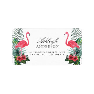 Flamingos och ananas | Tropisk Flora Adressetikett