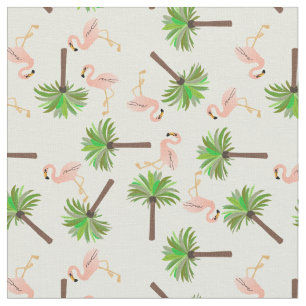 Flamingos och Handflatan Träd Tyg