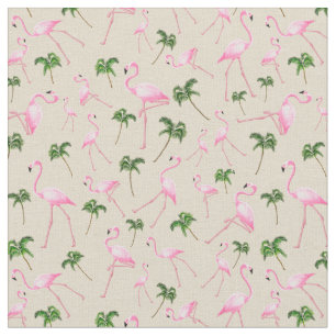 Flamingos och Handflatan Träd Tyg