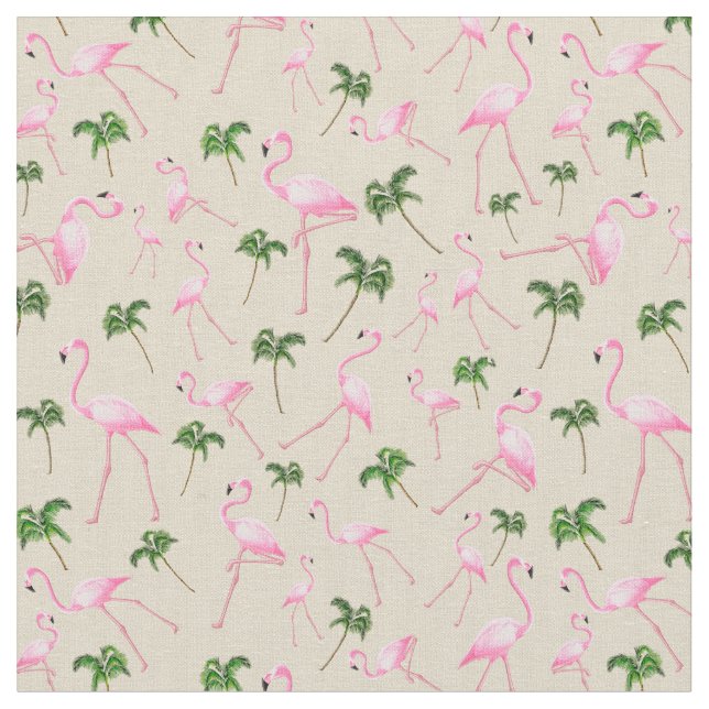 Flamingos och Handflatan Träd Tyg (Närbild)