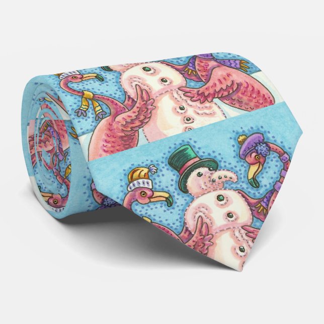 FLAMINGOS OCH ROSA SNÖGUBBE, CHRISTMAS HELGDAG TIE SLIPS (Rullad)