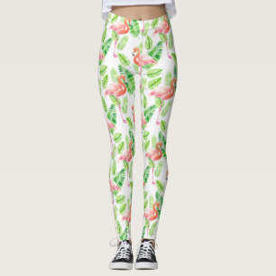 Flamingos och tropiska löv leggings