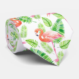 Flamingos och tropiska löv slips