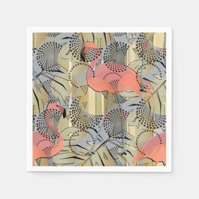 Flamingos på abstraktens bakgrund. pappersservett (Framsidan)
