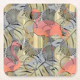 Flamingos på abstraktens bakgrund. underlägg papper kvadrat