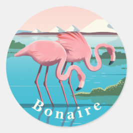 Flamingos på den karibiska ön Bonaire Runt Klistermärke