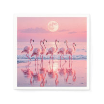 Flamingos på en Rosa Beach