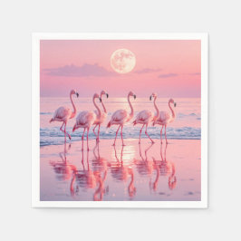 Flamingos på en Rosa Beach Pappersservett