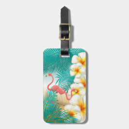 Flamingos på en tropisk skalbagge bagagebricka