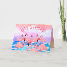 Flamingos på parad-kort kort