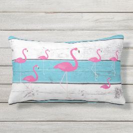 Flamingos på utomhus- turkos & vit kudder utomhuskudde
