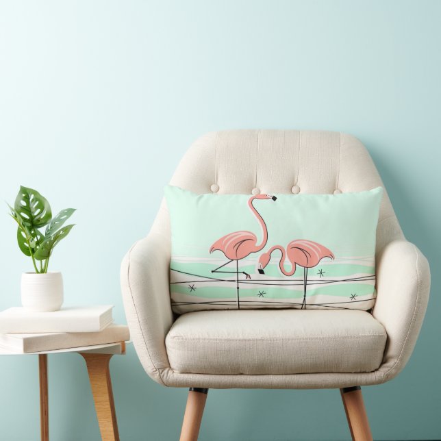 Flamingos Pair Aqua lumbar Lumbarkudde (Stol)