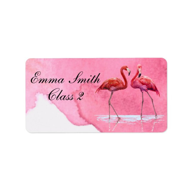 Flamingos Personlig School Label Adressetikett (Framsidan)