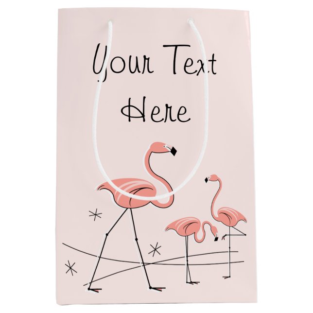 Flamingos Pink Trio 2 Text presentpåse medium (Framsidan)