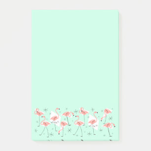 Flamingos Retro Grönt Wide Post it Note-lodrät Post-it Block