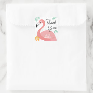 Flamingos & Roligt Tropical Birthday-Tack till för Fyrkantigt Klistermärke