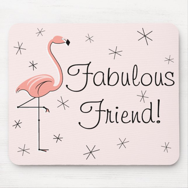 Flamingos Rosa ’Fabulous Friend’ mousepad Musmatta (Framsidan)