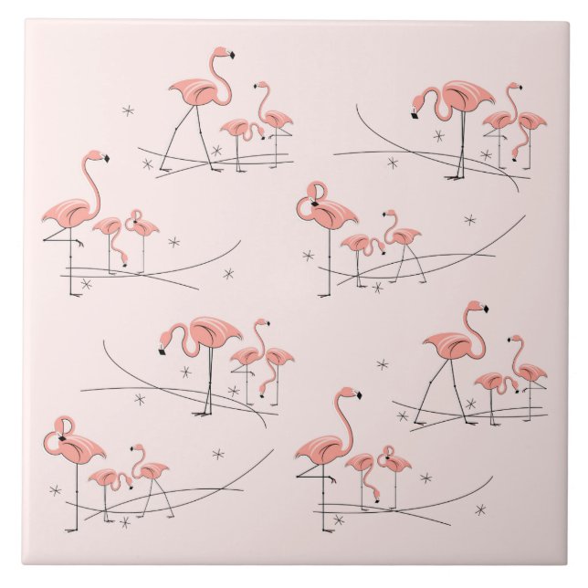 Flamingos Rosa, flera plattor Kakelplatta (Framsidan)