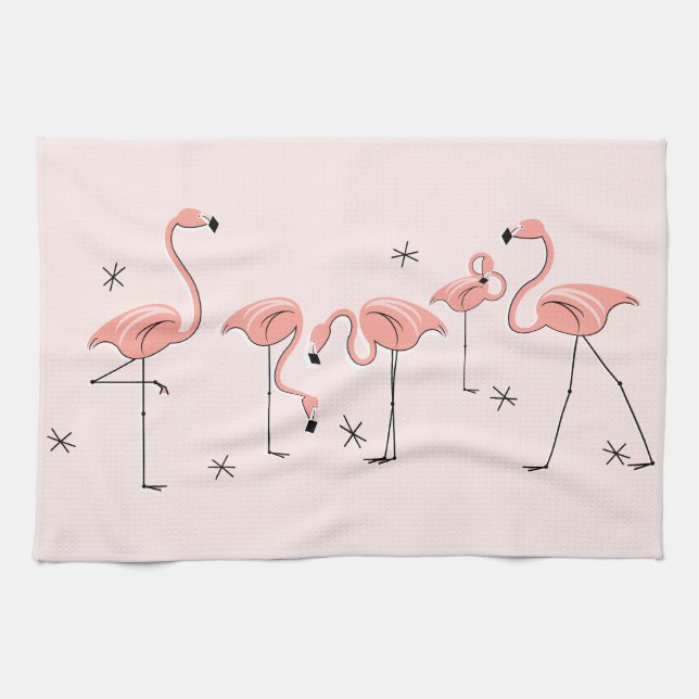Flamingos Rosa Group kökshandduk (Horisontell)