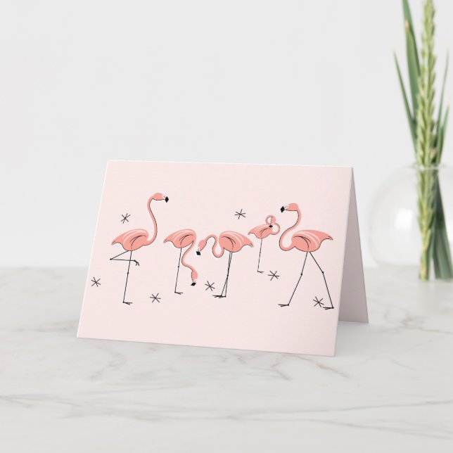 Flamingos Rosa Group text hälsning-kort Kort (Framsida)