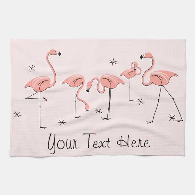 Flamingos Rosa Group Text kökshandduk (Horisontell)