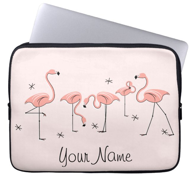 Flamingos Rosa Line Namn laptop sleeve (Framsidan)