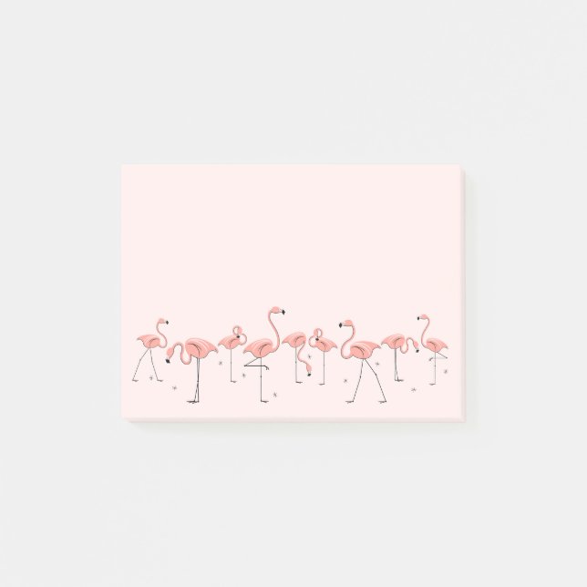 Flamingos Rosa Line Post-it Block (Framsida)