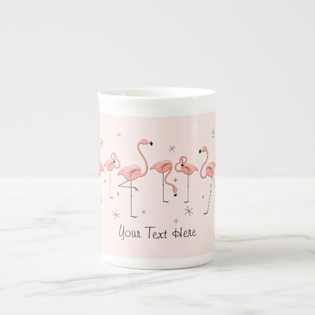 Flamingos Rosa Line Text bone china mugg Benporslin Mugg (Framsidan)