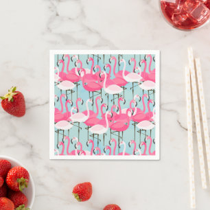 Flamingos rosa och vita folkmassor pappersservett