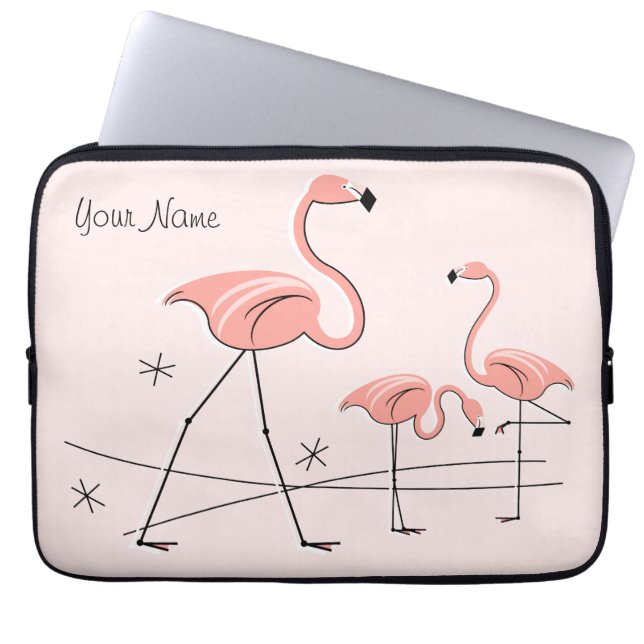 Flamingos Rosa Trio 2 Namn laptop sleeve (Framsidan)