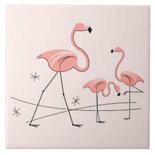 Flamingos Rosa Trio 2-panel Kakelplatta