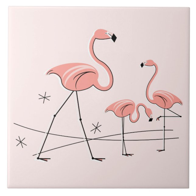 Flamingos Rosa Trio 2-panel Kakelplatta (Framsidan)