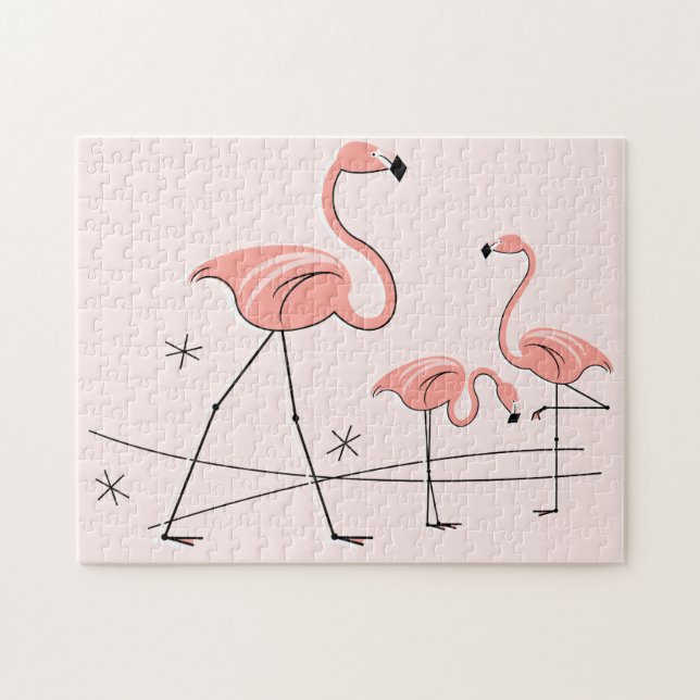Flamingos Rosa Trio 2-pussel Pussel (Horisontell)
