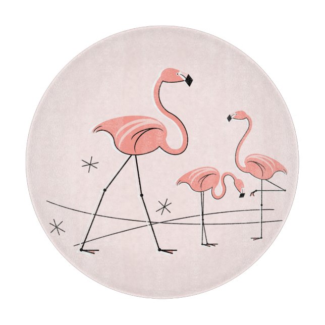 Flamingos Rosa Trio 2-skärningsportet runt (Framsidan)