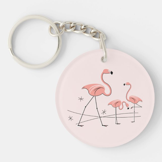 Flamingos Rosa Trio 2 Text back akrylic nyckelring (Framsidan)