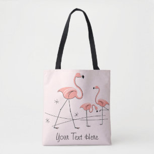 Flamingos Rosa Trio 2 Text överallt tote Tygkasse
