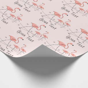 Flamingos Rosa Trio 2 Text papper radbrytning Presentpapper