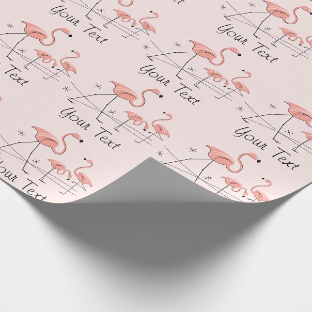Flamingos Rosa Trio 2 Text papper radbrytning Presentpapper (Hörn)